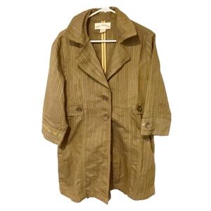 Mrs. Pepper Size Medium‎ Olive Green Striped Jacket Embroidered Sleeves